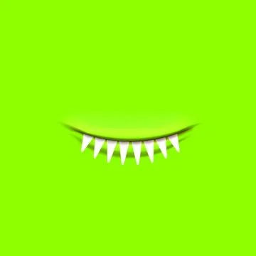 Vector Cartoon open monster shark mouth isolated on green screen background Stockillustratie