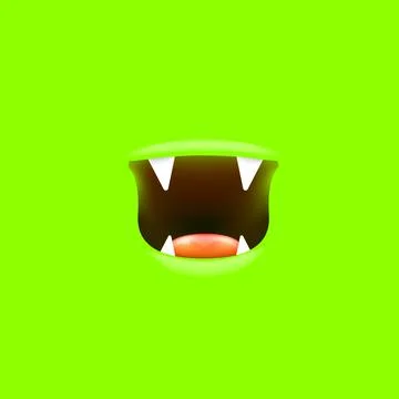 Vector Cartoon open monster shark mouth isolated on green screen background 스톡 일러스트