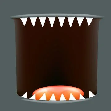 Vector Cartoon open monster shark mouth isolated on grey background. Funny and Illustrazione stock