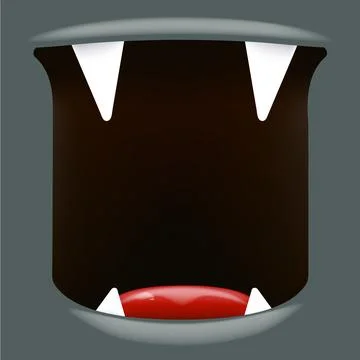 Vector Cartoon open monster shark mouth isolated on grey background. Funny and 스톡 일러스트