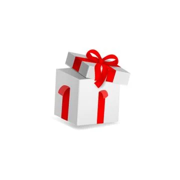 Vector cartoon open present gift box ribbon bow Stock Illustration