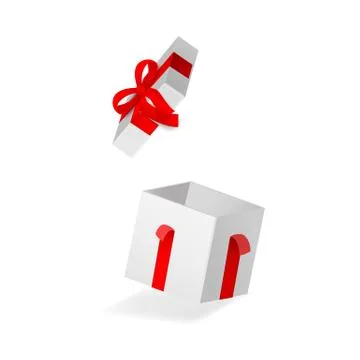 Vector cartoon open present gift box ribbon bow Stock Illustration