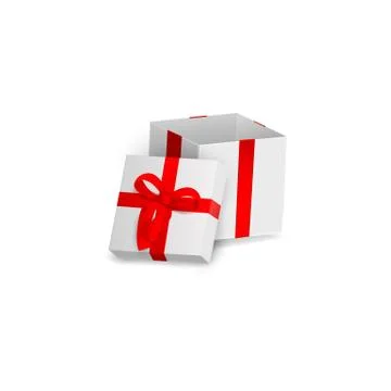 Vector cartoon open present gift box ribbon bow Stock Illustration
