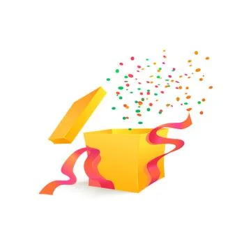 Vector cartoon open present gift box ribbon bow Stock Illustration
