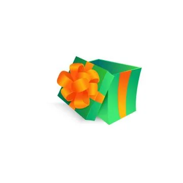 Vector cartoon open present gift box ribbon bow Stock Illustration