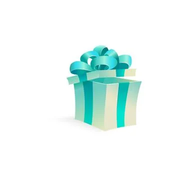 Vector cartoon open present gift box ribbon bow Stock Illustration