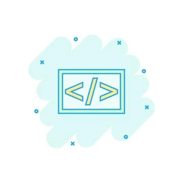 Vector cartoon open source icon in comic style. Api programming concept illus Stockillustratie