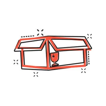 Vector cartoon packaging box icon in comic style. Shipping pack sign illustra Stock Illustration