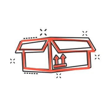 Vector cartoon packaging box icon in comic style. Shipping pack sign illustra Stock-Illustration