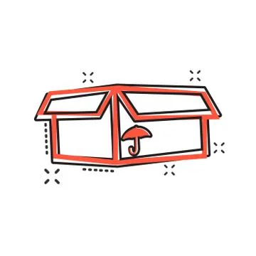 Vector cartoon packaging box icon in comic style. Shipping pack sign illustra Stock Illustration