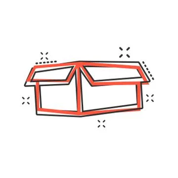 Vector cartoon packaging box icon in comic style. Shipping pack sign illustra Stock Illustration