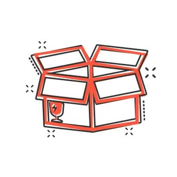 Vector cartoon packaging box icon in comic style. Shipping pack sign illustra Stock Illustration