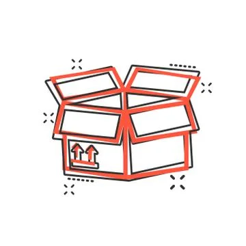 Vector cartoon packaging box icon in comic style. Shipping pack sign illustra Stock Illustration