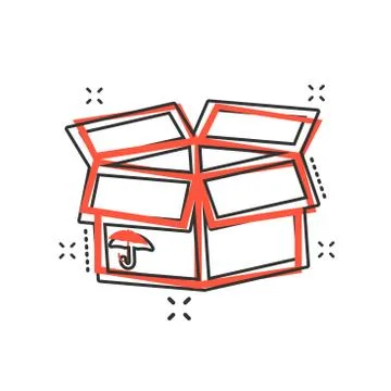 Vector cartoon packaging box icon in comic style. Shipping pack sign illustra Illustrazione stock