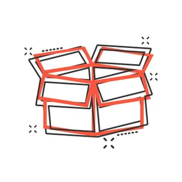 Vector cartoon packaging box icon in comic style. Shipping pack sign illustra Stock-Illustration
