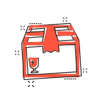 Vector cartoon packaging box icon in comic style. Shipping pack sign illustra Stock Illustration
