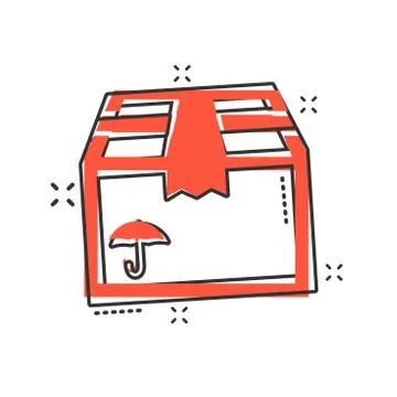 Vector cartoon packaging box icon in comic style. Shipping pack sign illustra Illustrazione stock