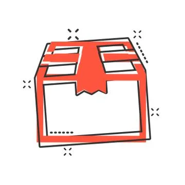 Vector cartoon packaging box icon in comic style. Shipping pack sign illustra Stock Illustration