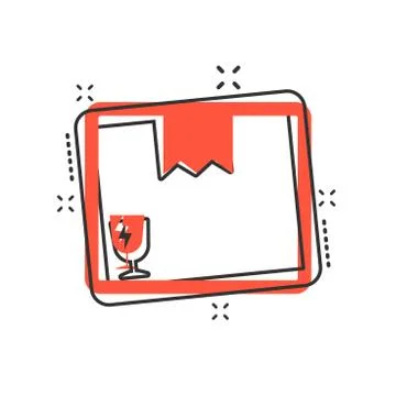 Vector cartoon packaging box icon in comic style. Shipping pack sign illustra Stock-Illustration