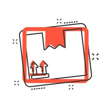 Vector cartoon packaging box icon in comic style. Shipping pack sign illustra 스톡 일러스트