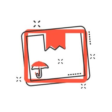 Vector cartoon packaging box icon in comic style. Shipping pack sign illustra Stock Illustration