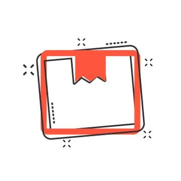 Vector cartoon packaging box icon in comic style. Shipping pack sign illustra イラスト素材