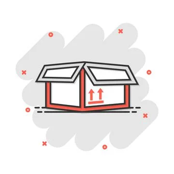 Vector cartoon packaging box icon in comic style. Shipping pack sign illustra Stock-Illustration