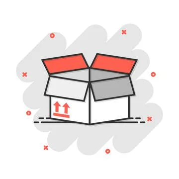 Vector cartoon packaging box icon in comic style. Shipping pack sign illustra Stock-Illustration