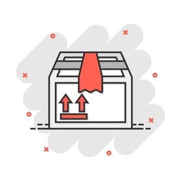 Vector cartoon packaging box icon in comic style. Shipping pack sign illustra Stock-Illustration