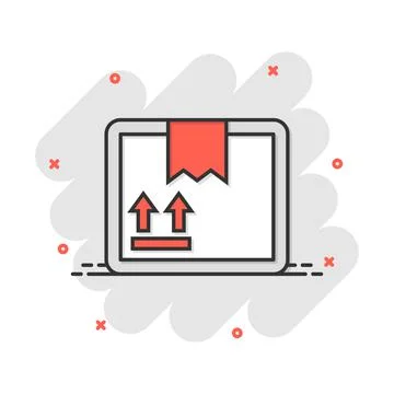 Vector cartoon packaging box icon in comic style. Shipping pack sign illustra Stock-Illustration