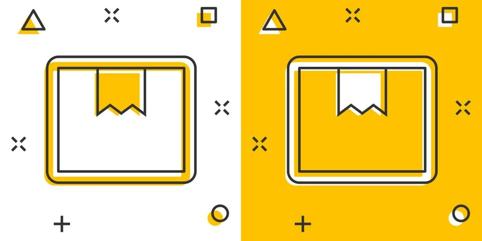 Vector cartoon packaging box icon in comic style. Shipping pack sign illustra Stock-Illustration