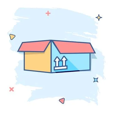 Vector cartoon packaging box icon in comic style. Shipping pack sign illustra Stock Illustration