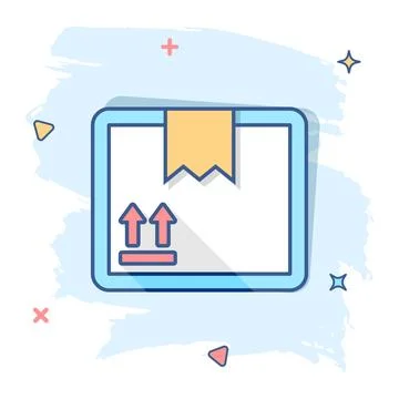 Vector cartoon packaging box icon in comic style. Shipping pack sign illustra Stock Illustration