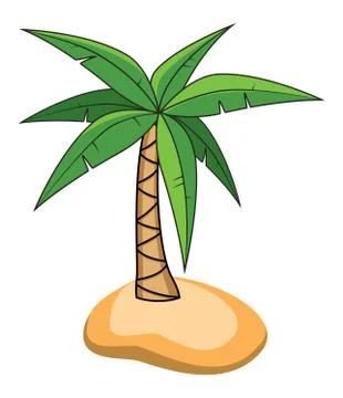 Vector cartoon of palm tree on a small island for travel backgrounds Stock Illustration