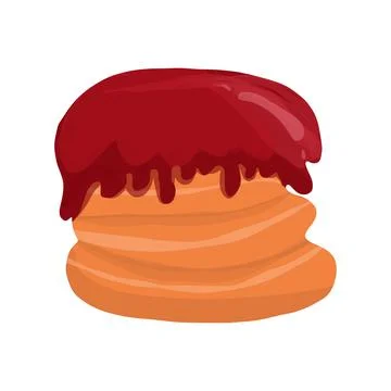 Vector cartoon pancakes with cherry or maple syrup. Delicious breakfast food Stock Illustration