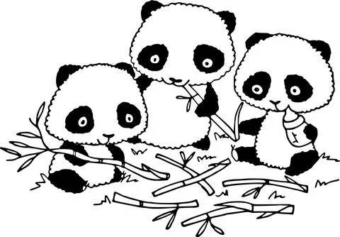 Vector cartoon panda black and white Stock Illustration
