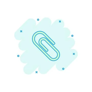 Vector cartoon paper clip attachment icon in comic style. Paperclip concept i Stock Illustration
