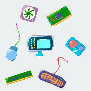 Vector cartoon patch badges set. Stock Illustration