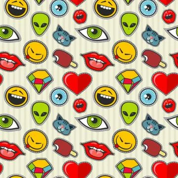 Vector cartoon patch seamless pattern Illustrazione stock