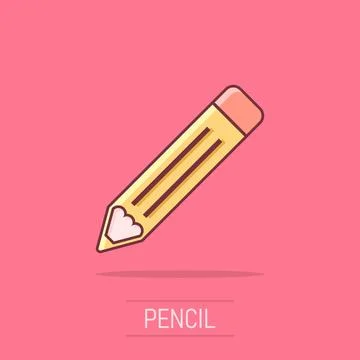 Vector cartoon pencil icon in comic style. Pen sign illustration pictogram... Stock Illustration