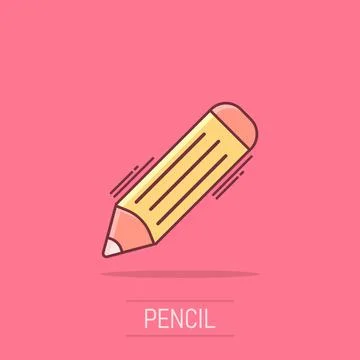 Vector cartoon pencil icon in comic style. Pen sign illustration pictogram... Stock Illustration