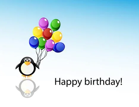 Vector cartoon penguin with balloons Stock Illustration