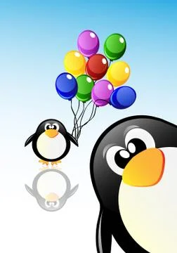 Vector cartoon penguins Stock Illustration