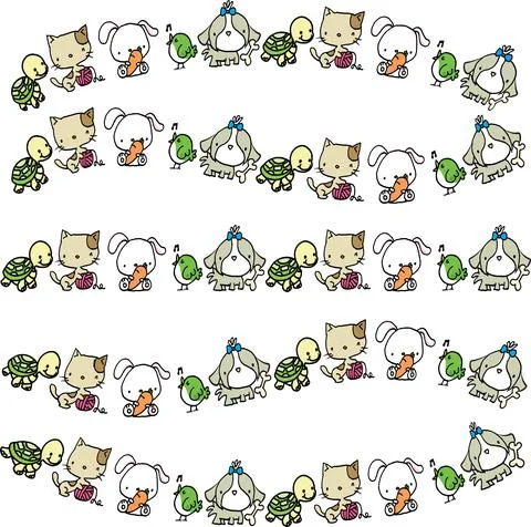Vector cartoon pets background Stock Illustration