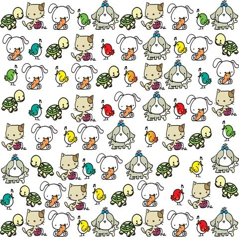 Vector cartoon pets background Stock Illustration