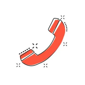 Vector cartoon phone icon in comic style. Contact, support service sign illus Stock Illustration