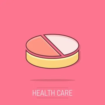 Vector cartoon pill icon in comic style. Tablet concept illustration pictog.. Stock Illustration