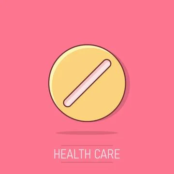 Vector cartoon pill icon in comic style. Tablet concept illustration pictog.. Stock Illustration