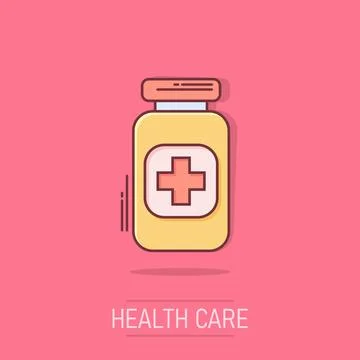 Vector cartoon pill icon in comic style. Tablet concept illustration pictog.. Stock Illustration