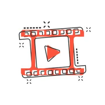 Vector cartoon play button icon in comic style. Play video sign illustration  Stock Illustration